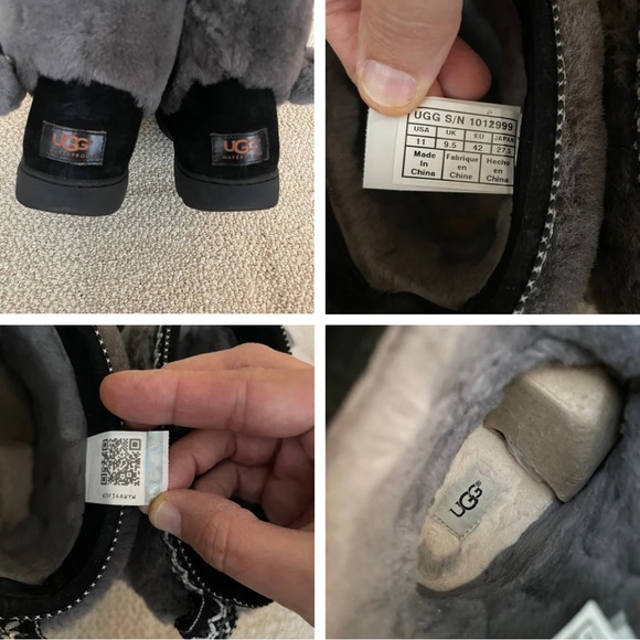 UGG Brie Waterproof Suede Boots Black w/ Pom Poms Women’s size 11 - Picture 12 of 13